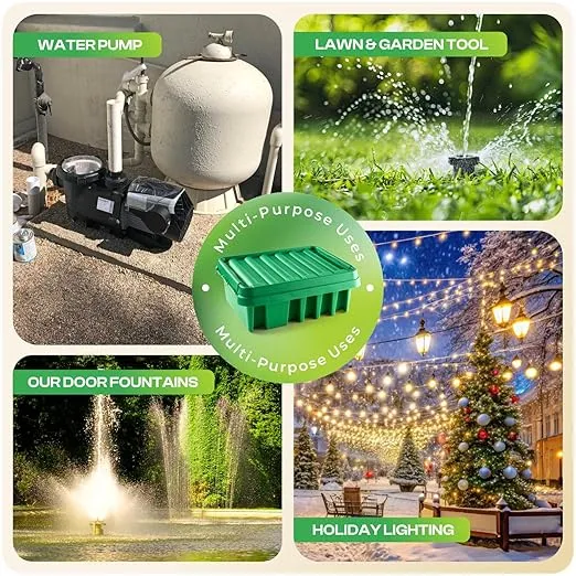 SockitBox – The Original Weatherproof Connection Box – Indoor & Outdoor Electrical Power Cord Enclosure for Timers, Extension Cables, Transformers, Power Strips, Lights, Tools & More – Medium – Green