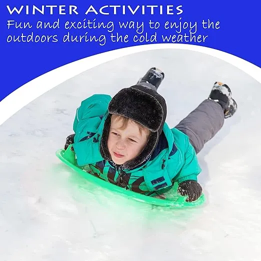 Slippery Racer Heavy-Duty Cold Resistant Downhill Pro Plastic Outdoor Winter Saucer Disc Snow Sled with Handles.