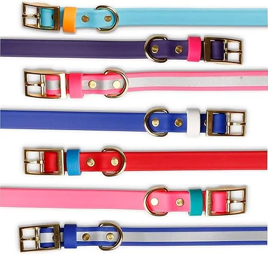 PawFurEver Dogs Collar Waterproof & Reflective Dog Collar Soft Puppy Collars - for Outdoor and Daily Use - Available in 7 Colors - Made in USA (X-Large, Pink/Teal)