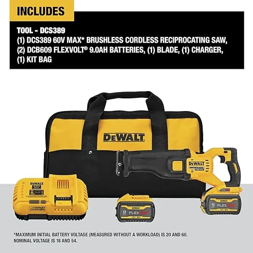 DEWALT FLEXVOLT 60V MAX* Reciprocating Saw, Cordless Kit (DCS389X2)