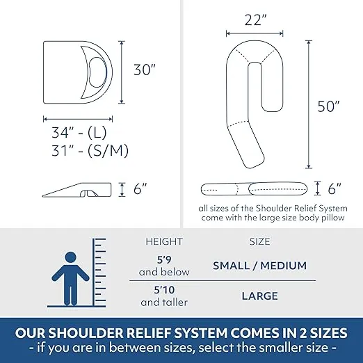 MedCline Shoulder Relief System with Extra Cases | Bed Wedge Pillow for Shoulder Pain Relief & Therapeutic Body Pillow | Inclined Sleep Position & Arm Pocket for Comfort | 5’10 & Above, Large