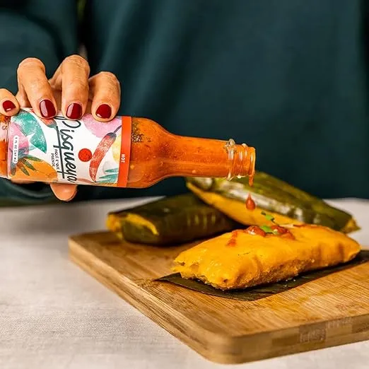 PISQUEYA Hot Sauce - Gourmet Hot Sauce with Caribbean Scotch Bonnet Peppers - Plant Based, No Sugar, Low Sodium, Gluten Free - You Can Really Taste the Peppers - 5 oz.