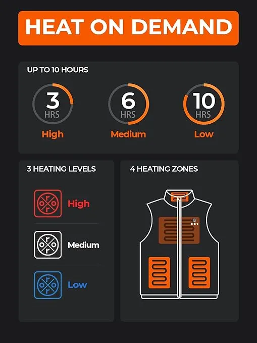 ORORO Men's Lightweight Heated Vest with Battery Pack (Charger Not Included)