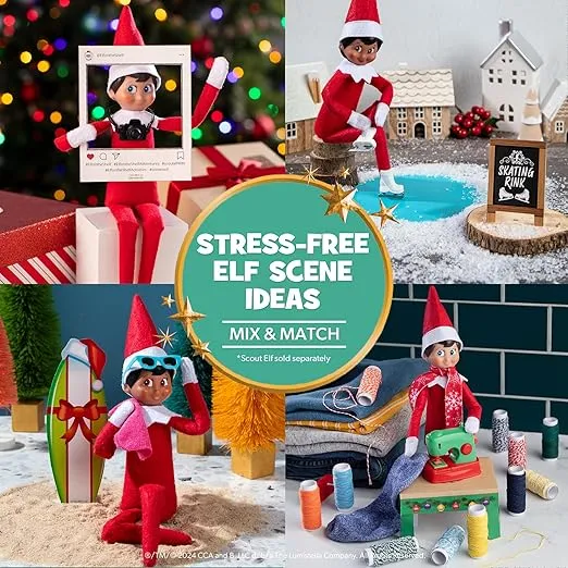 The Elf on the Shelf 24-Day Super Set Official The Elf on the Shelf Ideas for 24 Days of Elf Magic - 80+ Props, MagiFreez Standing Pants and Calendar - for Ages 3 Years and Up Scout Elf Not Included