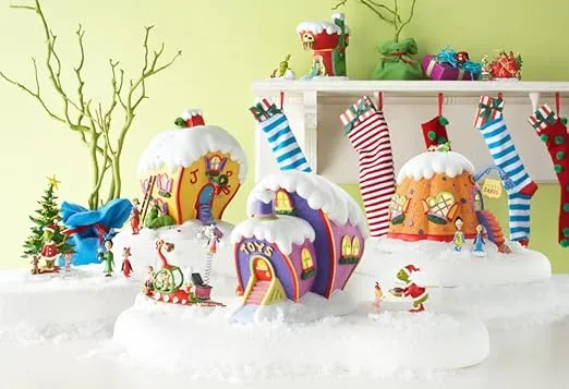 Department 56 Dr. Seuss Grinch Village Cindy Lou-Who's House Lit Building, Collectible Christmas Village House Decor, Hand Painted Porcelain with LED Lights and Wall Cord, 7.48 Inch, Multicolor