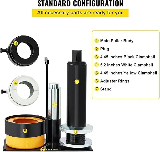 VEVOR Carrier & Pinion Bearing Puller, Compatible with Dana 30,40,50,60,70, 80, Ford 10.25" Bearings, Pinion Puller Tool with 3 Clamshells, 45# Steel Clamshell Bearing Puller for Auto Repair