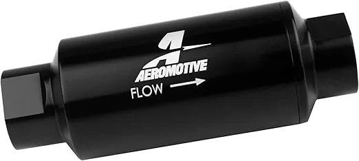 Aeromotive 12330 Filter, In-Line, 40-Micron Stainless Mesh Element, ORB-10 Port, Bright-Dip Black, 2" OD