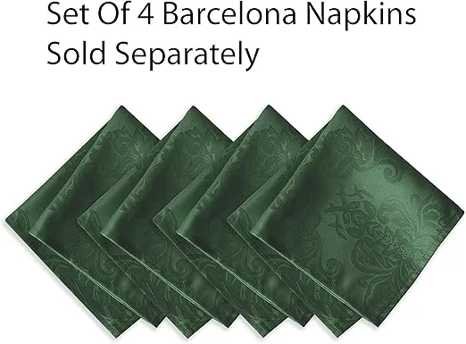 Newbridge Barcelona Luxury Damask Fabric Tablecloth, 100% Polyester, No Iron, Soil Resistant Dining Room, Party Banquet and Holiday Tablecloth, 70 Inch Round, Hunter Green