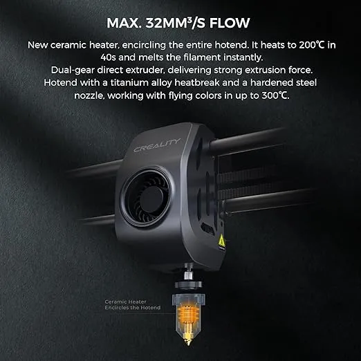 Creality K1 MAX 3D Printer Upgrade with 600mm/s Printing Speed 300°C High-Temperature Nozzle Direct Extruder Hands-Free Auto Leveling Dual Z Axes Stable Cube Frame 11.81x11.81x11.81inch