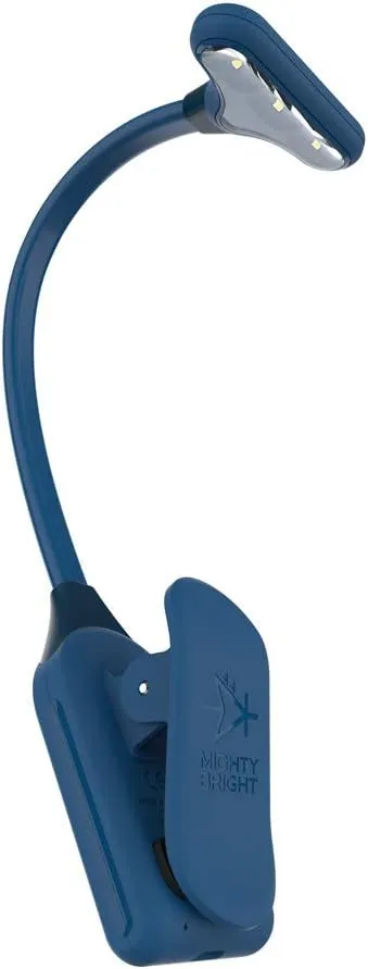 Mighty Bright The Original NuFlex Book Light, Battery-Powered, Warm Eye Care LEDs, Flexible, Durable, Dimmable, Clip-On Reading Light, Read in Bed, Use Batteries or Micro USB (Midnight Blue)