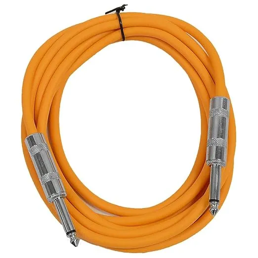 Seismic Audio Speakers Guitar Cables, TS ¼” Guitar Cables, Orange Colored, 10 Feet