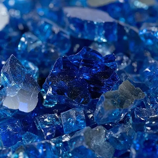 MSI 10 lbs Fire Glass for Propane Fire Pit, 1/2-Inch Reflective Fireplace Glass Rocks for Fire Pit Table, Sapphire Blue