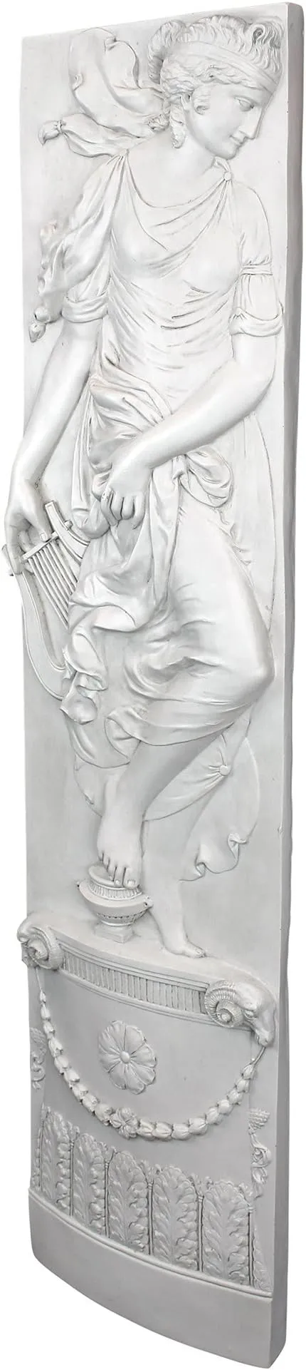 Design Toscano The Dionysia Festival Dancer with Harp Wall Frieze, Antique Stone