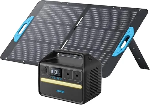 Anker 535 Solar Generator, Powerhouse 512Wh with 100W Solar Panel, Power Station with LiFePO4, 4 * 110V AC Outlets, 60W USB-C PD Output, LED Light for Outdoor Camping, RV, Power Outage(Anker Solix)