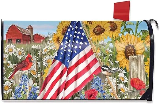 Briarwood Lane America The Beautiful Summer Mailbox Cover Floral Patriotic Standard