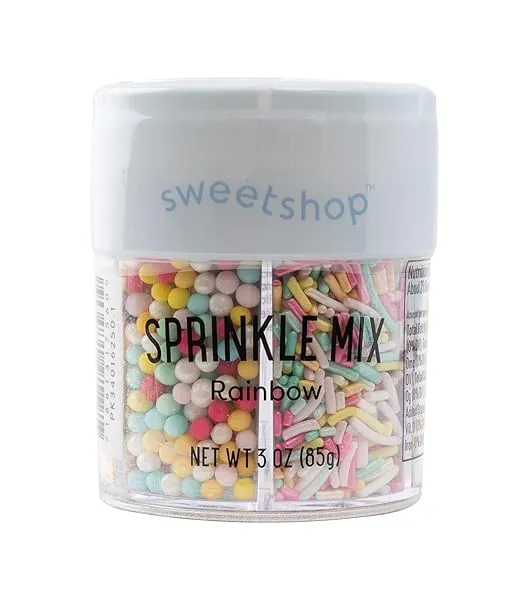 Sweetshop, Sprinkle 6 Cell Mix, Rainbow, Edible Sprinkles, fancy sprinkles for Baking and Decorating, use on Cupcakes, Cakes, Cookies, Breakfast Foods and More