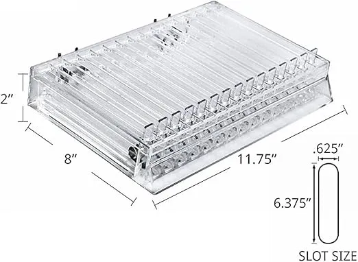 Azar Displays 225515 11.75" W x 8" D x 2" H 15-Compartment Pusher Tray with 0.625" W x 6.375" D slots (2 Pack)