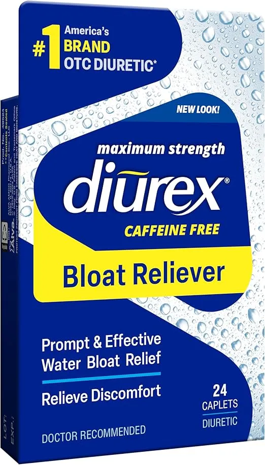 Diurex Max Water Pills - Maximum Strength Caffeine Free Diuretic - Relieve Water Bloat - 24 Count