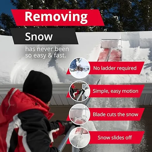 SNOWPEELER Classic Roof Rake for Snow Removal - 20 ft. Roof Snow Removal Tool - Snow Rake for House Roof - Snow Roof Rake - Snow Removal for Roof - Telescopic Heavy Duty Snow Shovel for Rooftop