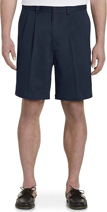 Harbor Bay by DXL Big and Tall Waist-Relaxer Pleated Shorts