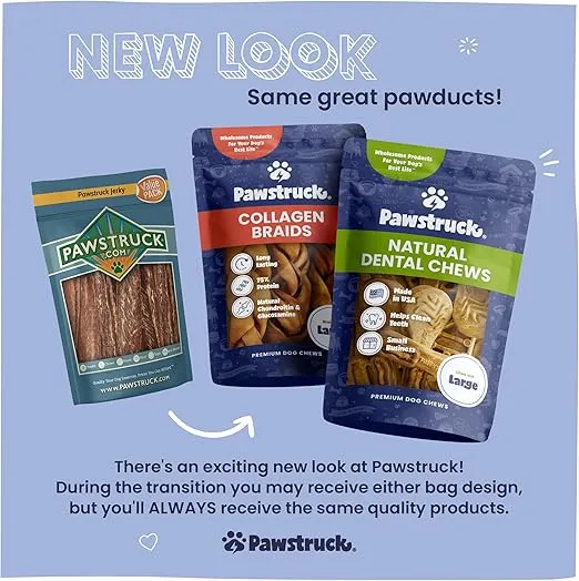 Pawstruck Premium Beef Jerky Dog Treat Chews, Large 10" Strips - Support Hip & Joint Health Naturally Rich in Glucosamine & Chondroitin - No Added Preservatives - 15 Count - Packaging May Vary