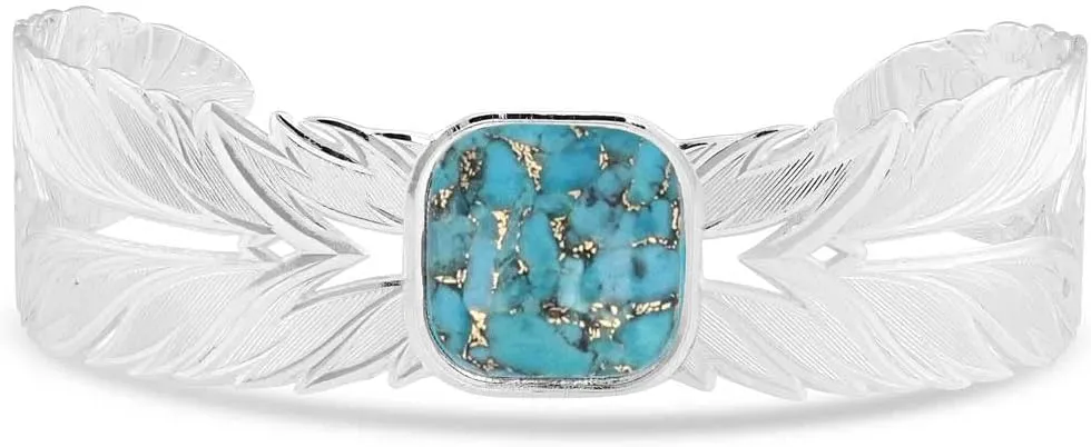 Montana Silversmiths Ladies Feather Cuff Bracelet Western Inspired (Freedom Feather), silver