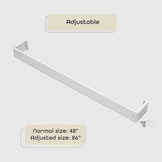 Fantasia 48 – 86 inch Adjustable Width Single Curtain Rod for windows with Brackets & Hardware - Easy to Install
