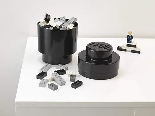 ROOM Copenhagen, Lego Round Brick 1 - Stackable Storage Solution - Black