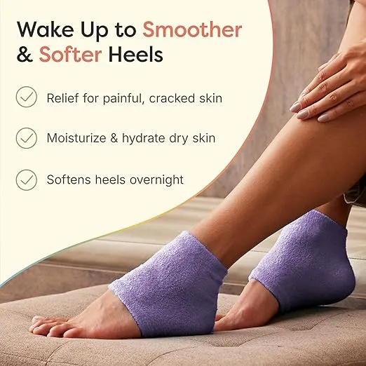ZenToes Moisturizing Sleep Socks with Vitamin E, Olive Oil and Jojoba Seed Oil to Soften and Hydrate Dry Cracked Heels (Fuzzy Lilac Purple, Regular)