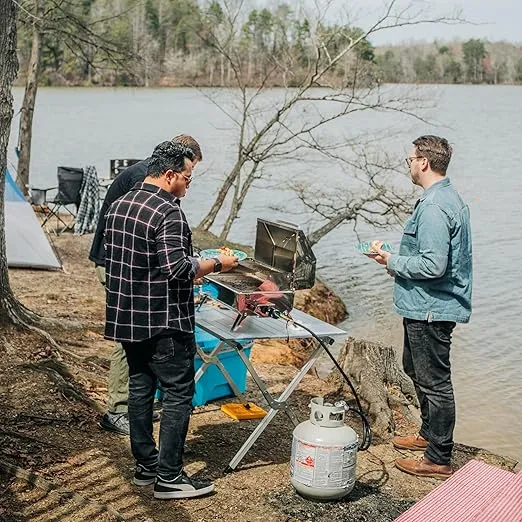 Camco Aluminum Roll-Up Table with Carrying Bag | Lightweight & Easy-to-Carry | Comfortably Sits 4-6 People | Ideal for Tailgating, Camping, The Beach, Parties & More (51892)