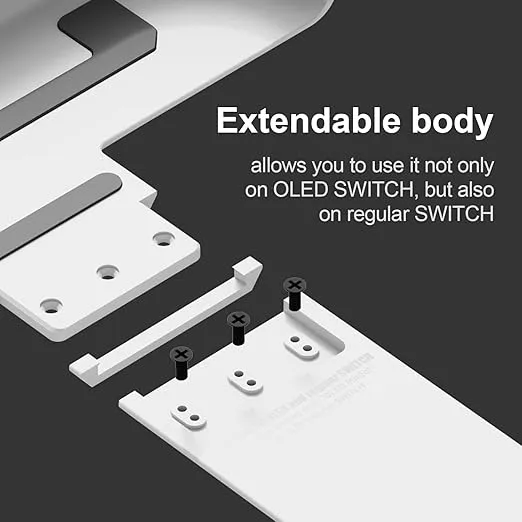 Skull & Co. NeoGrip Bundle: an Ergonomic Grip Hard Shell with Replaceable Grips [to fit All Hands Sizes] for Nintendo Switch OLED and Regular Model [with Carrying Case] - White