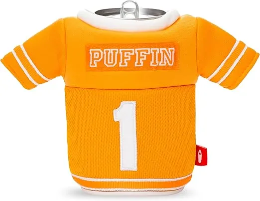 Puffin - The Gridiron Jersey - Insulated 12 oz Can Cooler I Beer Bottle & Soda Can Insulator, Keep Drinks and Beverages Cold (Tangerine/Sandy White)