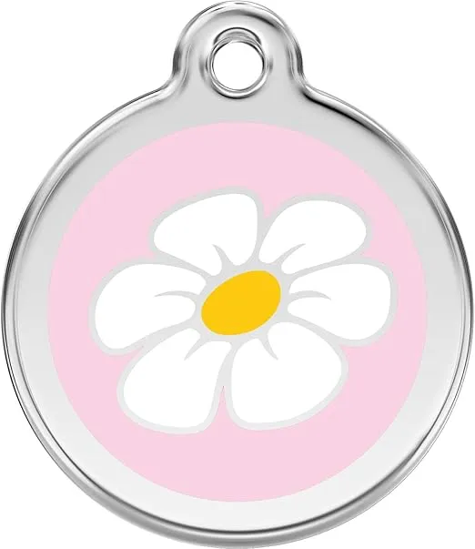 Red Dingo Personalized Daisy Pet ID Dog Tag (Medium Pink)