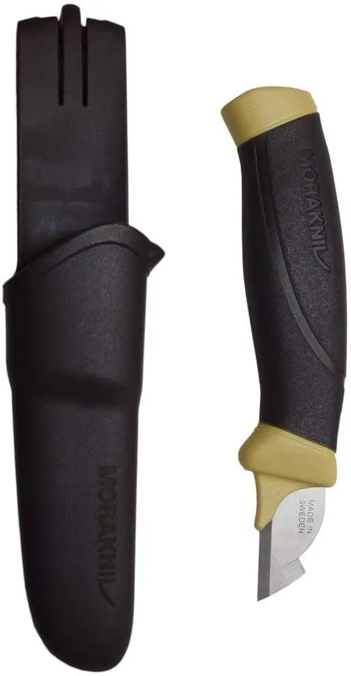 Morakniv Craftline Electrician Trade Knife with Stainless Steel Blade and Plastic Sheath, 1.3-Inch