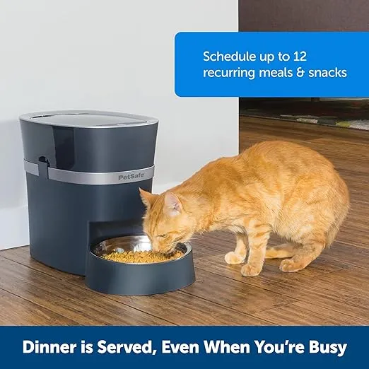 PetSafe Smart Feed Pet Feeder - Automatic Cat Feeder, Automatic Dog Feeder with App - Compatible with Alexa, Apple, Android - Backup Batteries for Power Outage, Black