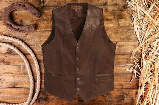 Gioberti Men's 5 Button Faux Leather Vest