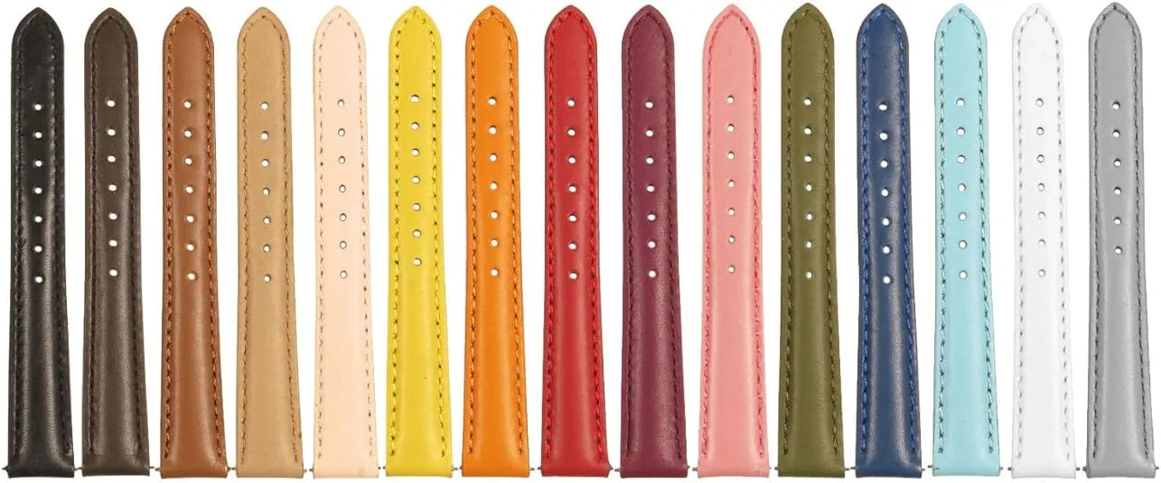 Classic Women's Leather Quick Release Watch Band Strap - Choose Your Color/Length - 8mm 10mm 12mm 14mm 16mm 18mm 20mm 22mm 24mm