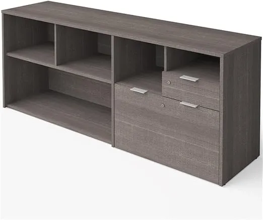 Bestar i3 Plus Credenza with 2 Drawers, 72W, Bark Grey