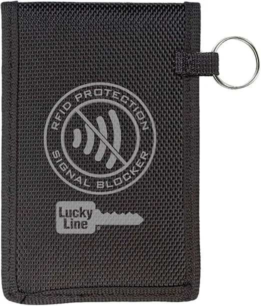 Lucky Line RFID Signal Blocking Key Hider Pouch Wallet with Adhesive & Velcro, Anti-Theft Storage Key FOB Battery Saver Credit Card Identity Protection (91801)