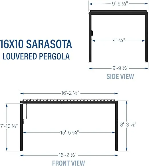 Backyard Discovery Sarasota Steel Louvered Pergola 16 x 10, Outdoor Pergola with Adjustable Roof, Sun and Rain Protection, Easy Installation Pergola