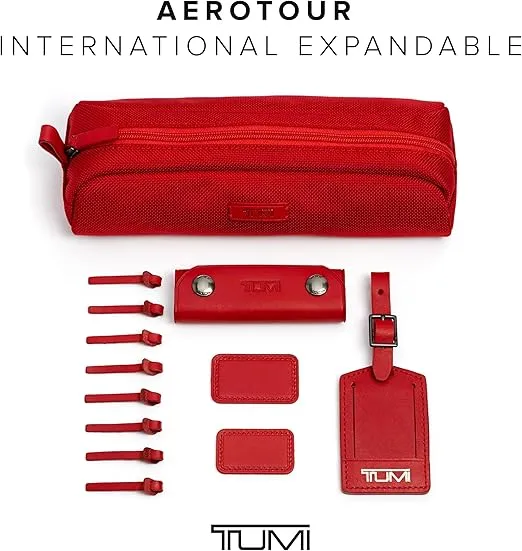 TUMI - Accents Kit - Includes 2 Leather Monogram Patches, 1 Leather Luggage Handle Wrap, 1 Luggage Tag & 8 Leather Zipper Pulls - Cherry