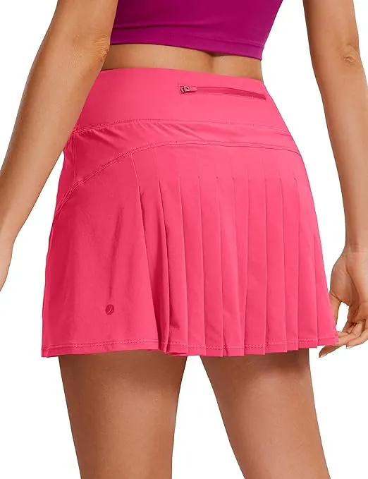 CRZ YOGA Womens Pleated Tennis Skirts with Pockets High Waisted Athletic Golf Skorts Skirts for Women Soft Breathable Cute