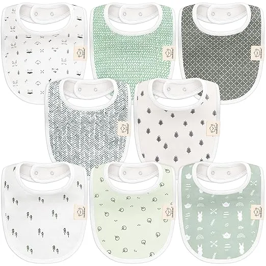8-Pack Organic Baby Bibs for Boys, Girls - Soft Cotton Drooling and Teething Baby Bibs, Baby Girl Bibs, Baby Boy Bibs, Baby Drool Bibs for Baby Girl, Boy, Newborn Infant Bibs(Nordic)