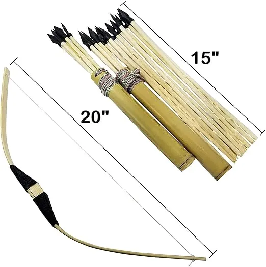 Adventure Awaits! - 2-Pack Handmade Wooden Bow and Arrow Set - 20 Wood Arrows and 2 Quivers - for Outdoor Play