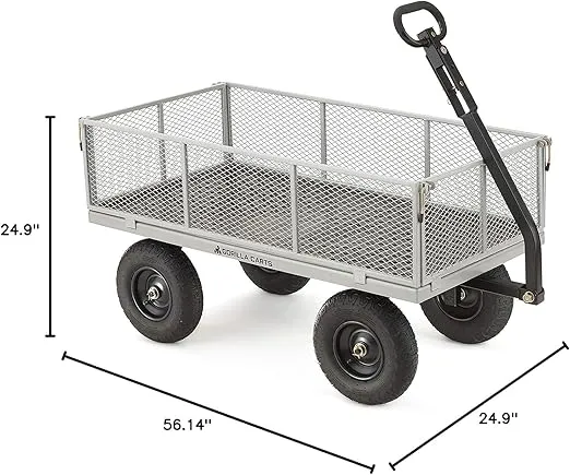 Gorilla Carts Steel Utility Cart, Tow Behind Yard and Garden Wagon, 1,000 Lb