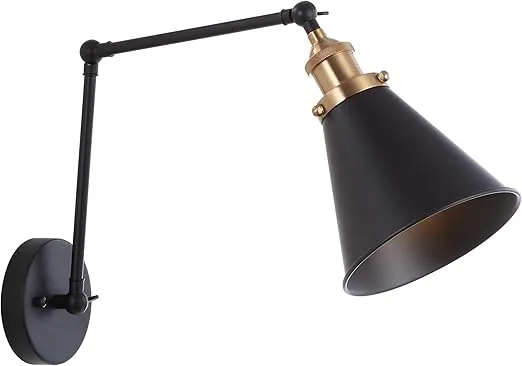 JONATHAN Y JYL7462A Rover 7" Farmhouse Industrial Adjustable Arm Metal LED Wall Sconce Rustic Bohemian 2700K LED 4W Bulb for Entryway Lobby Kitchen Bathroom Bedroom Living Room Hallway, Black