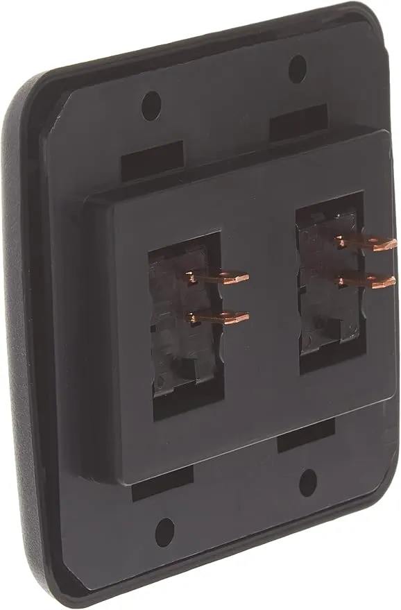 JR Products 12235 Black Double SPST On-Off Switch with Bezel