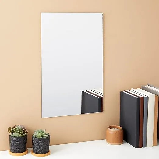 Bright Creations 2 Pack Acrylic Mirror Sheets for Wall Decor, 3mm 17x11 Shatter Resistant Frameless Tiles for Mounted Mirror, Bedroom, Home Gym, Bathroom, Kitchen, Door