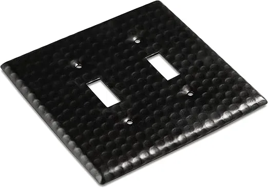 Monarch Abode 19108 Double Switch Hand Hammered Toggle Aluminum Decorative Wall Plate Switch Plate Outlet Cover, 2-Gang, Matte Black