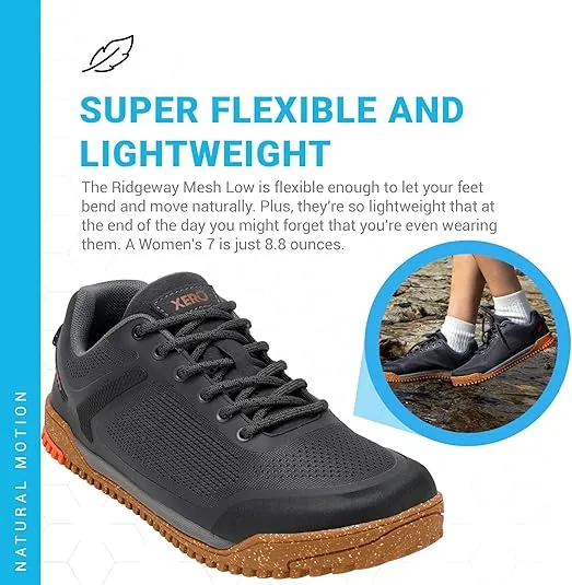 Xero Shoes Barefoot Hiking Shoes for Women | Ridgeway Barefoot Mesh Low Multi-Purpose | Zero Drop Shoes for Women, Wide Toe Box, Minimalist